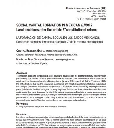 Social capital formation in Mexican ejidos: Land decisions after the article 27 Constitutional reform