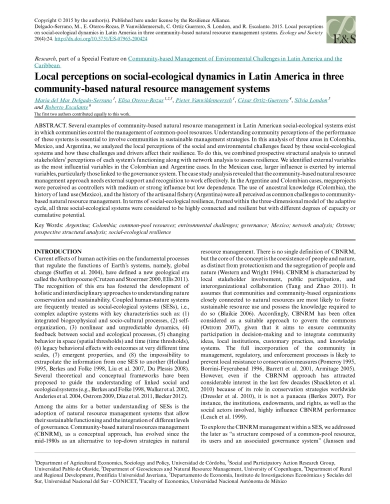 Local perceptions on social-ecological dynamics in Latin America in three community-based natural resource management systems