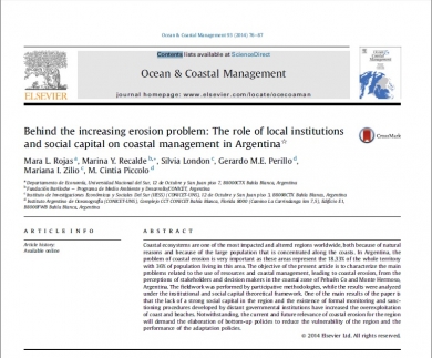 Behind the increasing erosion problem: The role of local institutions and social capital on coastal management in Argentina