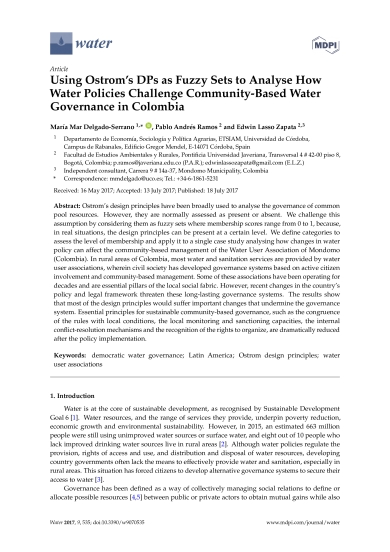 Using Ostrom’s DPs as Fuzzy Sets to Analyse How Water Policies Challenge Community-BasedWater Governance in Colombia