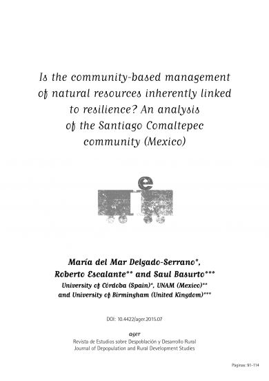 Is the community-based management of natural resources inherently linked to resilience? An analysis of the Santiago Comaltepec community (Mexico)