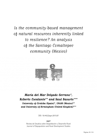 Is the community-based management of natural resources inherently linked to resilience? An analysis of the Santiago Comaltepec community (Mexico)