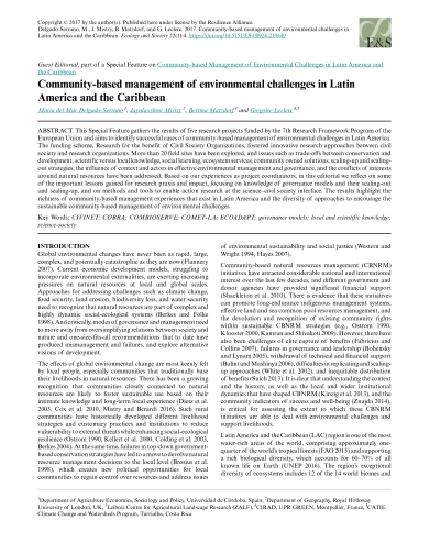 Community-based management of environmental challenges in Latin America and the Caribbean