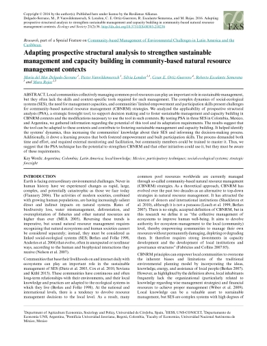 Adapting prospective structural analysis to strengthen sustainable management and capacity building in community-based natural resource management contexts