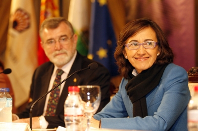 Jose Manuel Roldán y Rosa Aguilar momentos antes de la conferencia