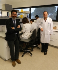 Los dermatólogos Juan Ruano y Antonio Vélez, junto al equipo de investigadores  