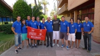 Pepe Reina y Manuel Torres con miembros del Comit Organizador de los Juegos