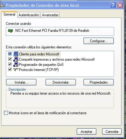 Frase Controversia Contar Servicio de Informática - Universidad de Córdoba - Configuración de la red  para Windows XP