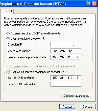 leninismo Tigre emitir Servicio de Informática - Universidad de Córdoba - Configuración de la red  para Windows XP