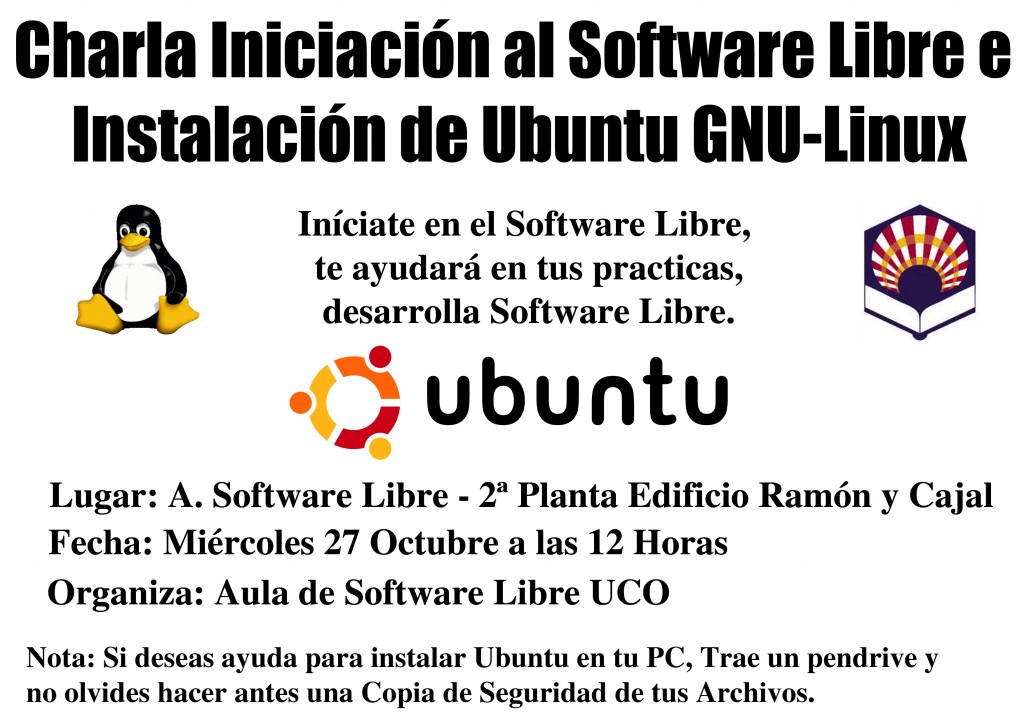 Charla Iniciación al Software Libre e  Instalación de Ubuntu GNU-Linux
