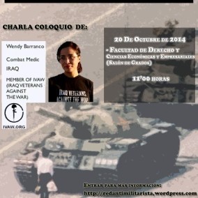 20 Octubre 2014 - Charla Coloquio de Wendy Barranco La guerra empieza desobedeciendo las guerras. El impacto de las guerras sobre los derechos humanos