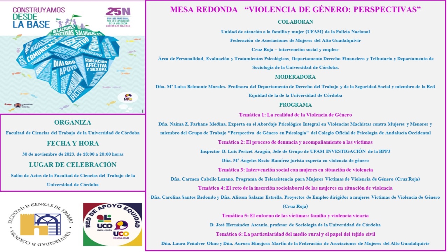 Cartel MESA REDONDA VIOLENCIA GENERO 30112023