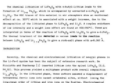 TG And DSC Studies of Lithium Insertion in LiFe5O8. Thermochimica Acta 133 (1988) 203-207.