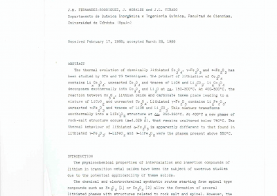 TG And DSC Studies of Lithium Insertion Transition Metal Compounds. Materials Chemistry And Physics 20 (1988) 145-152.