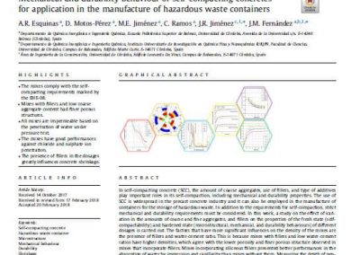 Mechanical and durability behaviour of self-compacting concretes for application in the manufacture of hazardous waste containers. Construction and Building Materials 168 (2018) 442-458