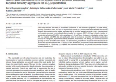 Accelerated carbonation of fresh cement-based products containing recycled masonry aggregates for CO2 sequestration (2021)