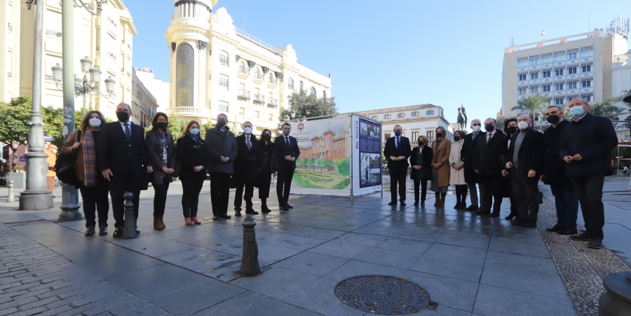 Foto de familia del rector y el alcalde de Córdoba con autoridades académicas.
