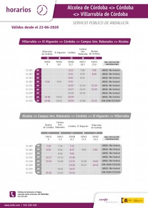 Nuevos horarios del servicio de trenes de cercanías a Rabanales