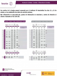 Nuevos horarios de trenes de cercanías a Rabanales para los días 11 y 12 de octubre