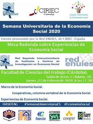 La Facultad de Ciencias del Trabajo se une a la Semana Universitaria de la Economía Social 2020 con la celebración de una mesa redonda