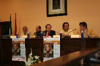 Rafael Ayuso, Manuel Torres, José Luis Bergillos, Manuel Lara y Pedro Montero en la inauguración de los seminarios de Lucena