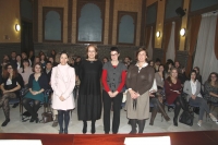 De izquierda a derecha, María Martínez-Atienza, Alejandra Osorio, Nuria Magaldi y Mª Ángeles Jordano al inicio del acto de bienvenida