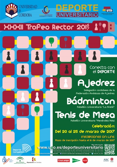 Trofeo Rector: ajedrez, bádminton y tenis de mesa, en marzo.