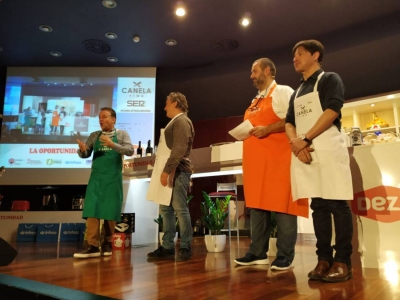 Sergio Sauca, Pepe Begines, David de Jorge y Juan Carlos Ortega en el show cooking celebrado en el Rectorado