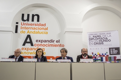 De izquierda a derecha, Miguel Ángel Moratinos, Rosa Aguilar, Eugenio Domínguez y Manuel Torres.
