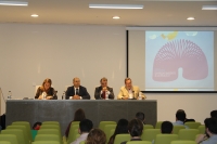 De izquierda a derecha, Julia Romero, Enrique Quesada, Jos Antonio Cristbal y Francisco Gracia, en el acto inaugural del nuevo curso de la Ctedra 