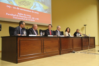 De izquierda a derecha, Manuel Izquierdo, Manuel Torralbo, José Carlos Gómez Villamandos, Juan Pablo Durán, Mercedes Fernández Ordóñez y Miguel Agudo, en la sesión inaugural 