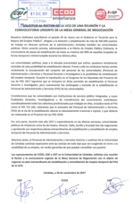 SOLICITUD AL RECTOR DE LA UCO DE UNA REUNIÓN Y LA CONVOCATORIA URGENTE DE LA MESA GENERAL DE NEGOCIACIÓN